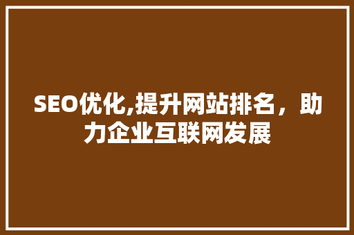 SEO优化,提升网站排名，助力企业互联网发展