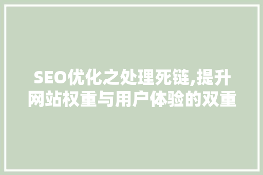 SEO优化之处理死链,提升网站权重与用户体验的双重保障
