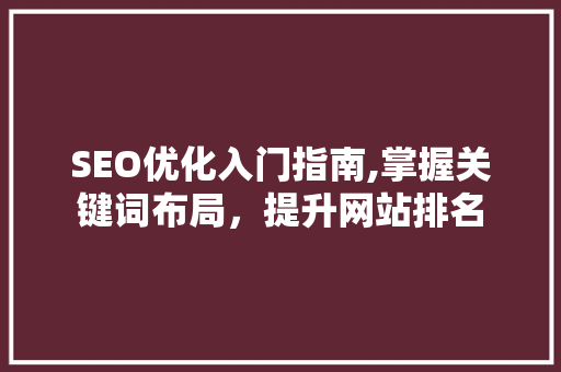 SEO优化入门指南,掌握关键词布局，提升网站排名