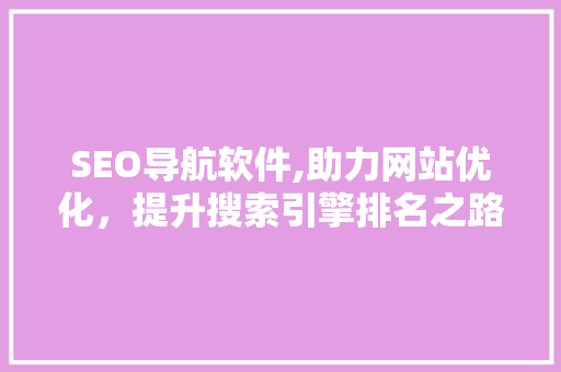 SEO导航软件,助力网站优化，提升搜索引擎排名之路