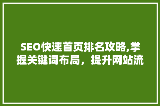 SEO快速首页排名攻略,掌握关键词布局，提升网站流量与知名度