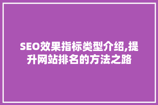 SEO效果指标类型介绍,提升网站排名的方法之路
