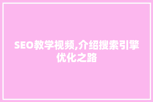 SEO教学视频,介绍搜索引擎优化之路