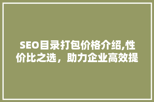 SEO目录打包价格介绍,性价比之选，助力企业高效提升网站排名