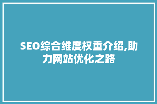 SEO综合维度权重介绍,助力网站优化之路