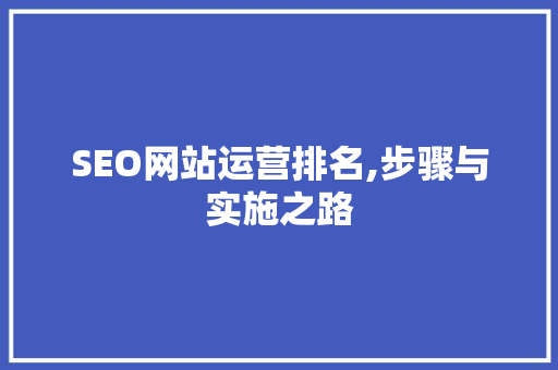 SEO网站运营排名,步骤与实施之路