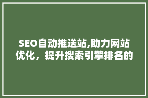 SEO自动推送站,助力网站优化，提升搜索引擎排名的秘密武器