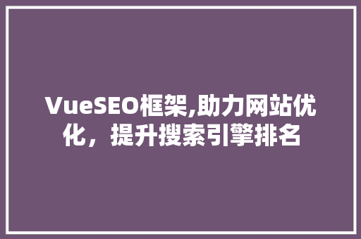 VueSEO框架,助力网站优化，提升搜索引擎排名