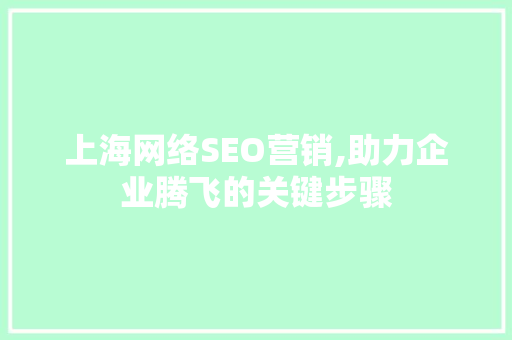 上海网络SEO营销,助力企业腾飞的关键步骤