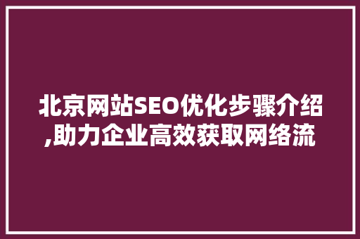 北京网站SEO优化步骤介绍,助力企业高效获取网络流量