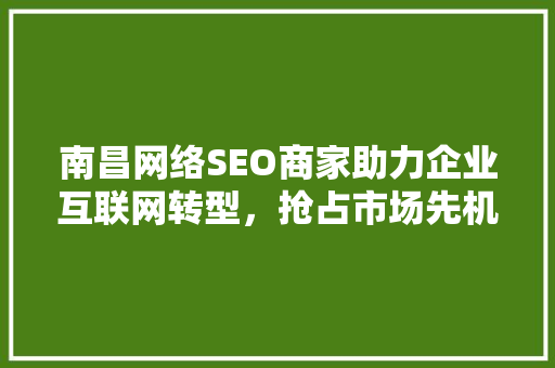 南昌网络SEO商家助力企业互联网转型，抢占市场先机