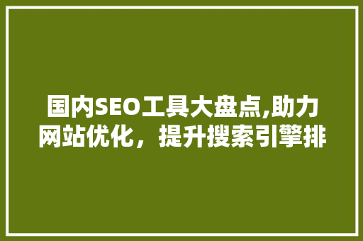 国内SEO工具大盘点,助力网站优化，提升搜索引擎排名