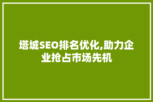 塔城SEO排名优化,助力企业抢占市场先机