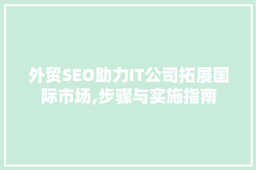 外贸SEO助力IT公司拓展国际市场,步骤与实施指南