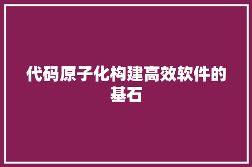 代码原子化构建高效软件的基石  第1张