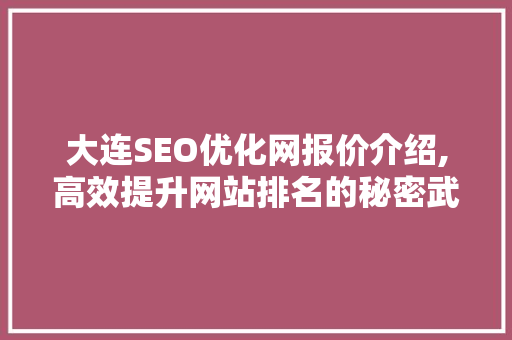大连SEO优化网报价介绍,高效提升网站排名的秘密武器