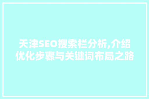 天津SEO搜索栏分析,介绍优化步骤与关键词布局之路