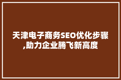 天津电子商务SEO优化步骤,助力企业腾飞新高度