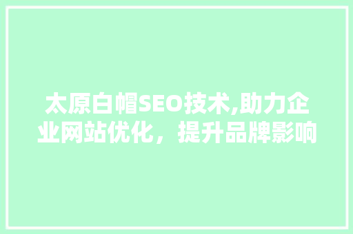 太原白帽SEO技术,助力企业网站优化，提升品牌影响力  第1张