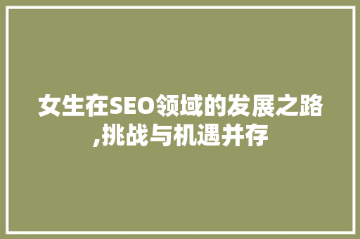 女生在SEO领域的发展之路,挑战与机遇并存