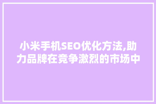 小米手机SEO优化方法,助力品牌在竞争激烈的市场中脱颖而出