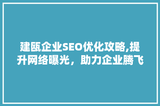 建瓯企业SEO优化攻略,提升网络曝光，助力企业腾飞