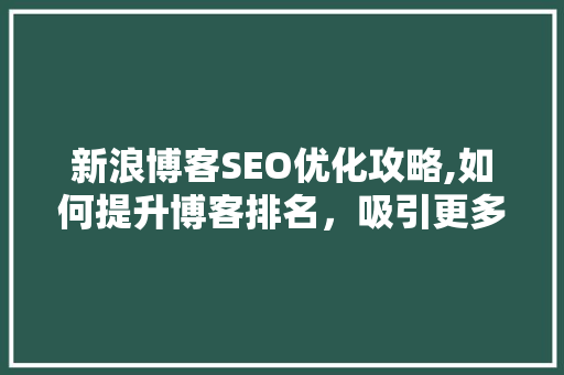 新浪博客SEO优化攻略,如何提升博客排名，吸引更多读者