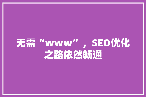 无需“www”，SEO优化之路依然畅通