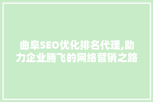 曲阜SEO优化排名代理,助力企业腾飞的网络营销之路