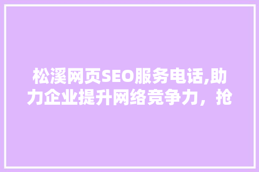 松溪网页SEO服务电话,助力企业提升网络竞争力，抢占市场先机