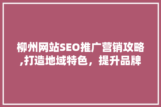 柳州网站SEO推广营销攻略,打造地域特色，提升品牌影响力
