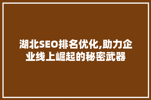 湖北SEO排名优化,助力企业线上崛起的秘密武器