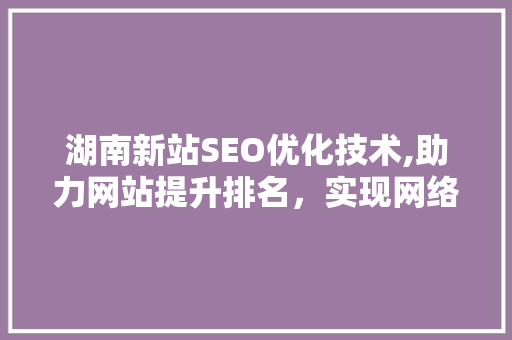 湖南新站SEO优化技术,助力网站提升排名，实现网络营销新突破