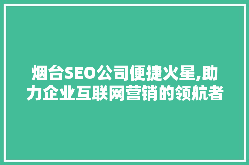 烟台SEO公司便捷火星,助力企业互联网营销的领航者