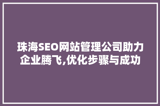 珠海SEO网站管理公司助力企业腾飞,优化步骤与成功例子介绍
