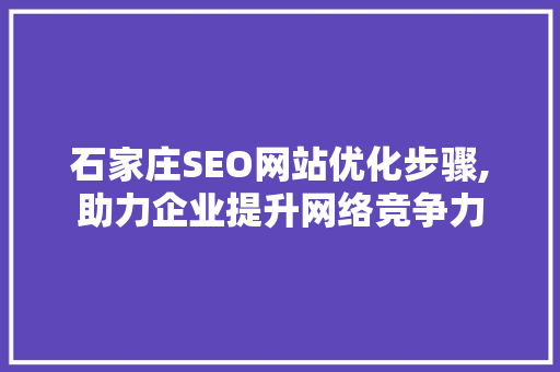 石家庄SEO网站优化步骤,助力企业提升网络竞争力