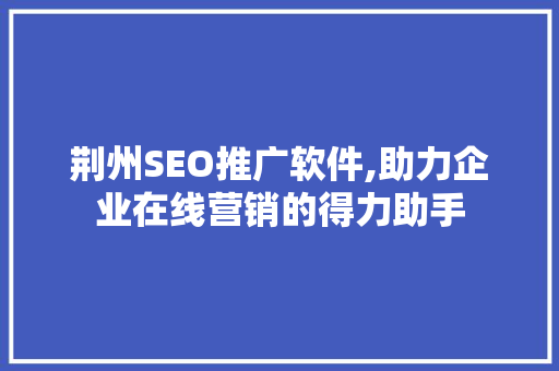 荆州SEO推广软件,助力企业在线营销的得力助手