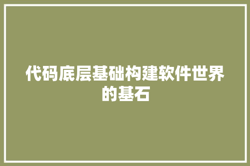 代码底层基础构建软件世界的基石