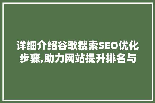 详细介绍谷歌搜索SEO优化步骤,助力网站提升排名与流量