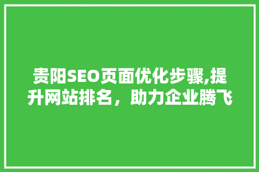 贵阳SEO页面优化步骤,提升网站排名，助力企业腾飞