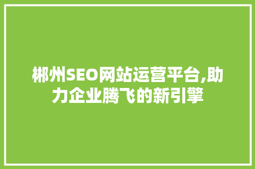 郴州SEO网站运营平台,助力企业腾飞的新引擎
