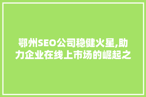 鄂州SEO公司稳健火星,助力企业在线上市场的崛起之路