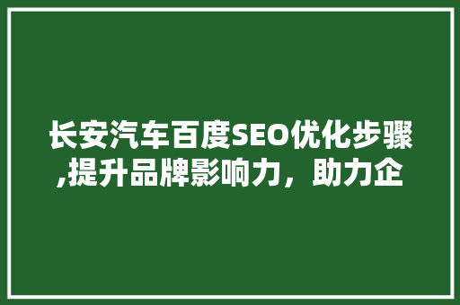 长安汽车百度SEO优化步骤,提升品牌影响力，助力企业腾飞