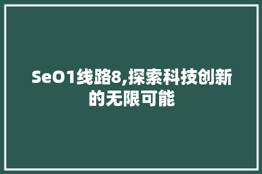 SeO1线路8,探索科技创新的无限可能