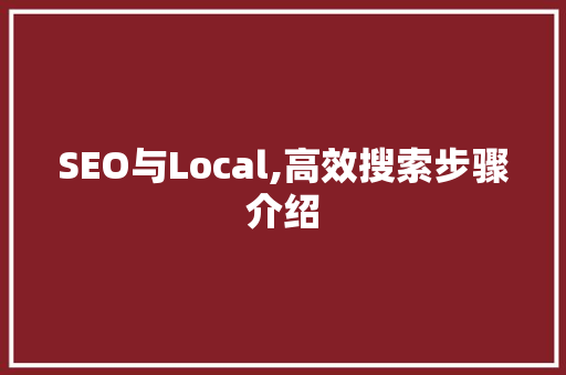 SEO与Local,高效搜索步骤介绍  第1张