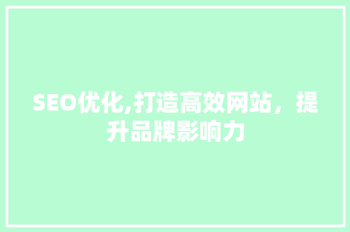 SEO优化,打造高效网站，提升品牌影响力