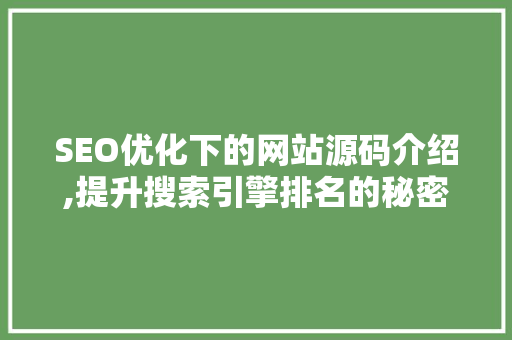 SEO优化下的网站源码介绍,提升搜索引擎排名的秘密武器