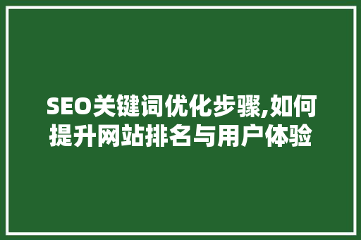 SEO关键词优化步骤,如何提升网站排名与用户体验