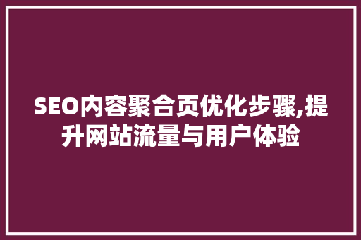 SEO内容聚合页优化步骤,提升网站流量与用户体验