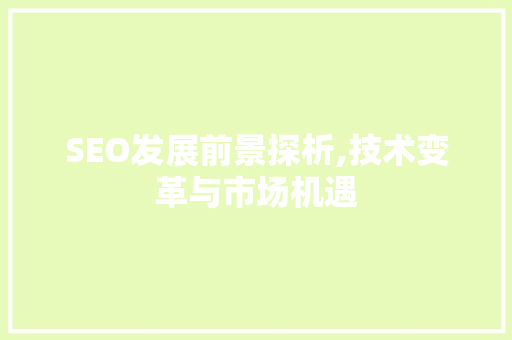 SEO发展前景探析,技术变革与市场机遇